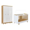 Ver imagem 2 de Quarto de Bebê com Guarda-Roupa 4 Portas e Berço 4 em 1 Minicama 100% MDF Mike Espresso Móveis Branc