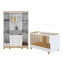 Ver imagem 4 de Quarto de Bebê com Guarda-Roupa 4 Portas e Berço 4 em 1 Minicama 100% MDF Mike Espresso Móveis Branc