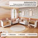 Ver mais imagens de Quarto de Bebê com Guarda-Roupa 4 Portas e Berço 4 em 1 Minicama 100% MDF Mike Espresso Móveis Branc