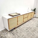 Ver imagem 4 de Balcão Buffet Ricco 273 Cm 4 Pts 2 Gavetas Laca com Palhinha Off White