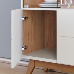 Balcão Buffet Com Cristaleira Rebeca C05 Off White/Freijó - Mpozenato - 10