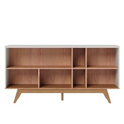 Balcão Buffet Com Cristaleira Rebeca C05 Off White/Freijó - Mpozenato - 14