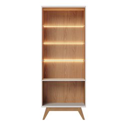 Balcão Buffet Com Cristaleira Rebeca C05 Off White/Freijó - Mpozenato - 11