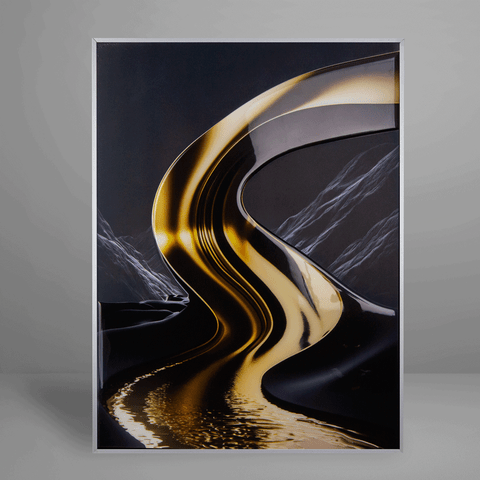 Quadro Decorativo Abstract Golden River Relevo