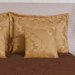 Colcha Casal Bordada Floral Dupla Face 7 Peças Tabaco - 2 Colcha Casal Bordada Floral Dupla Face 7 Peças Tabaco - 2