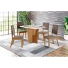 Conjunto Mesa de Jantar Vértice com Vidro e 4 Cadeiras Milla Henn - Nature/off White/amendoa - 1