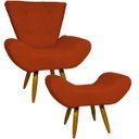 Ver imagem 1 de Kit Poltrona Decorativa Para Sala Recepção Escritório Consultório + Puff Emilia Suede
