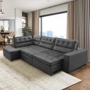 Ver imagem 3 de Sofá de Canto Retrátil e Reclinável com Molas 3,00x2,00 Esquedo Marília Suede Cinza Rover &