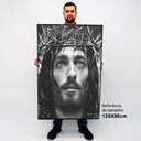 Ver imagem 2 de Quadro Decorativo Rei Jesus em Tela Canvas Tacolado Moldura Flutuante 4,5cm Madeira 80 X 120cm