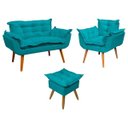 Ver imagem 1 de Kit Namoradeira Poltrona e Puff Decorativo para Sala Manicure Consultório Alice Suede