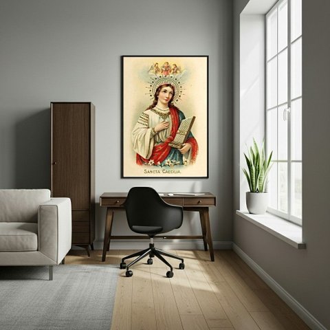 Quadro Decorativo Santa Cecília - 70x50cm:moldura Branca