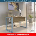 Ver imagem 2 de Mesa Escritório P25 Tub Pandin 170 Cm (larg) X 70 Cm (prof) Tampo Mdp Noce Pé Aço Tubular Azul
