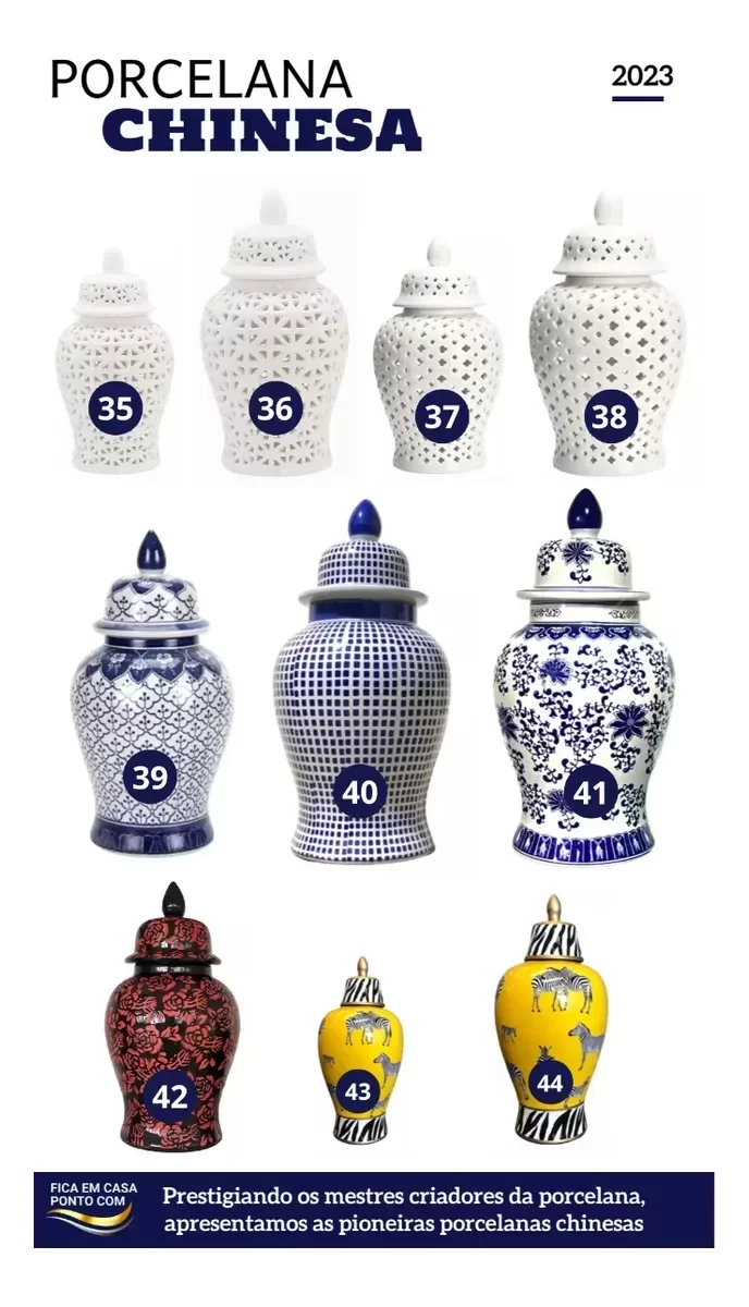Vaso Grande Decorativo Porcelana Azul E Branca 65cm - 9