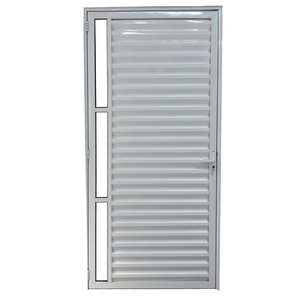 Porta de Aluminio Palheta Branca com Vidro Linha 25 - 210x70 Direita