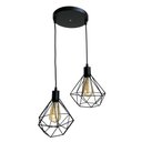 Ver imagem 1 de Duo Aramado Diamante Pequeno Poptem Canopla Múltipla Redonda Preto Luminária Metal Lustre 19Cm Sala