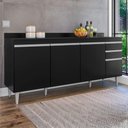 Ver imagem 6 de Balcao com Tampo 4 Portas 2 Gavetas 180 cm BP Agatha Preto Eratto Moveis