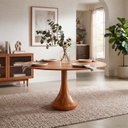 Ver imagem 5 de Mesa Redonda Mahal 4 Lugares Base Madeira Maciça Tampo com Lâmina Natural 120 cm Cor Champagne