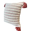 Ver imagem 2 de Capa de Almofada Rustica em Algodão Listras com Pompom Terracota/cru