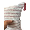 Ver imagem 3 de Capa de Almofada Rustica em Algodão Listras com Pompom Terracota/cru