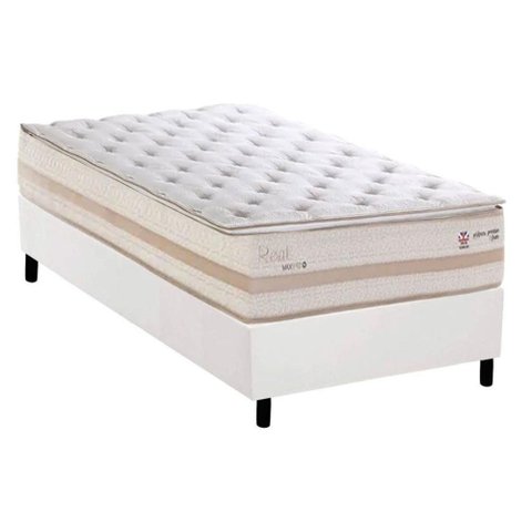 Conjunto Box Solteiro: Colchão Molas Herval Maxspring Real + Base Crc Corano White (88x188)