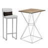 Kit Mesa Bistrô Lucca e 1 Banqueta Lucca Alta Com Encosto Tampo Carvalho Ferro Prata Sintético Branc - 1