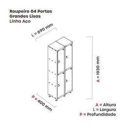 Armário Locker Guarda-Volume 4 Portas Aço Grp 502/4 - 4