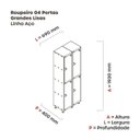 Ver imagem 4 de Armário Locker Roupeiro 4 Portas Aço Grp 502/4 Laranja/Cinza/Picasso