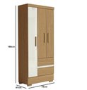 Ver imagem 4 de Guarda Roupa Coimbra 3 Portas 2 Gavetas Atacama Off White - Aramóveis