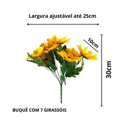 Buque Girassol C/ 07 Flores Montagem de Arranjos Decoração - 4