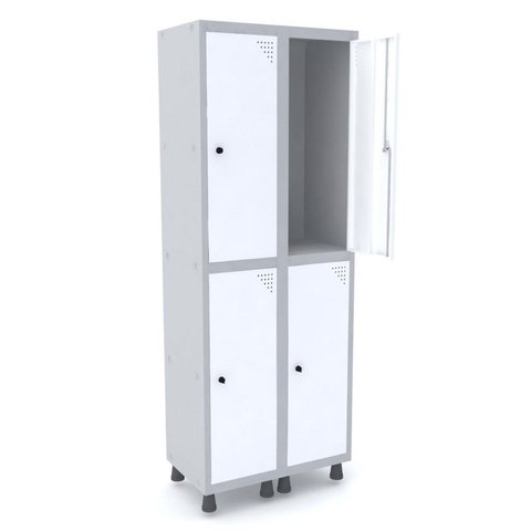 Armário Locker Guarda-Volume 4 Portas Aço Grp 502/4 Branco/Cinza