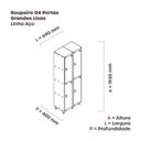 Ver imagem 3 de Armário Locker Guarda-Volume 4 Portas Aço Grp 502/4 Branco/Cinza