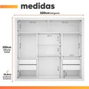 Ver imagem 4 de Guarda Roupas Casal Ripado com Espelho 2 Portas de Correr 4 Gavetas Vitta Branco