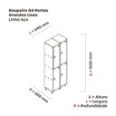 Ver imagem 3 de Armário Locker Guarda-Volume 4 Portas Aço Grp 502/4 Preto/Cinza