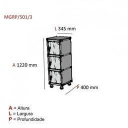 Armário Guarda Volume Locker Roupeiro 3 Portas Aço GRP 501/3  - 3