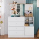 Ver imagem 2 de Cômoda Infantil 1 Porta 4 Gavetas Com Espelho House A05 Branco - Mpozenato