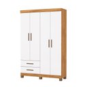 Ver imagem 2 de Guarda-Roupa 4 Portas 2 Gavetas com Pés Genova Branco/Cinamomo