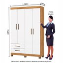 Ver imagem 3 de Guarda-Roupa 4 Portas 2 Gavetas com Pés Genova Branco/Cinamomo