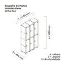 Ver imagem 4 de Armário Roupeiro 6 Portas Aço Pitão Grp 503/6 Cinza
