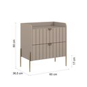 Ver imagem 4 de Mesa Cabeceira Retro Industrial Moriah 60cm Gavetas Laqueadas Pé Dourado