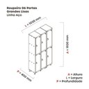 Ver imagem 3 de Armário Roupeiro 6 Portas Aço Pitão Grp 503/6 Preto