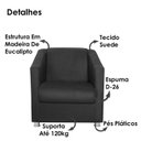 Ver imagem 3 de Poltrona Decorativa Bia Suede Preto MPassos