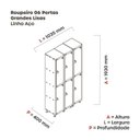 Ver imagem 3 de Armário Roupeiro 6 Portas Aço Pitão Grp 503/6 Preto