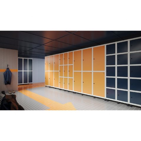 Armário Roupeiro 6 Portas Aço Fechadura Grf 503/6 Laranja/Cinza/Picasso