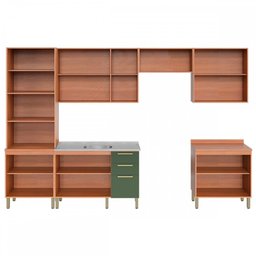 Cozinha Completa Sálvia 14 Portas 3 Gavetas Freijó/Verde 908432 - Telasul - 3