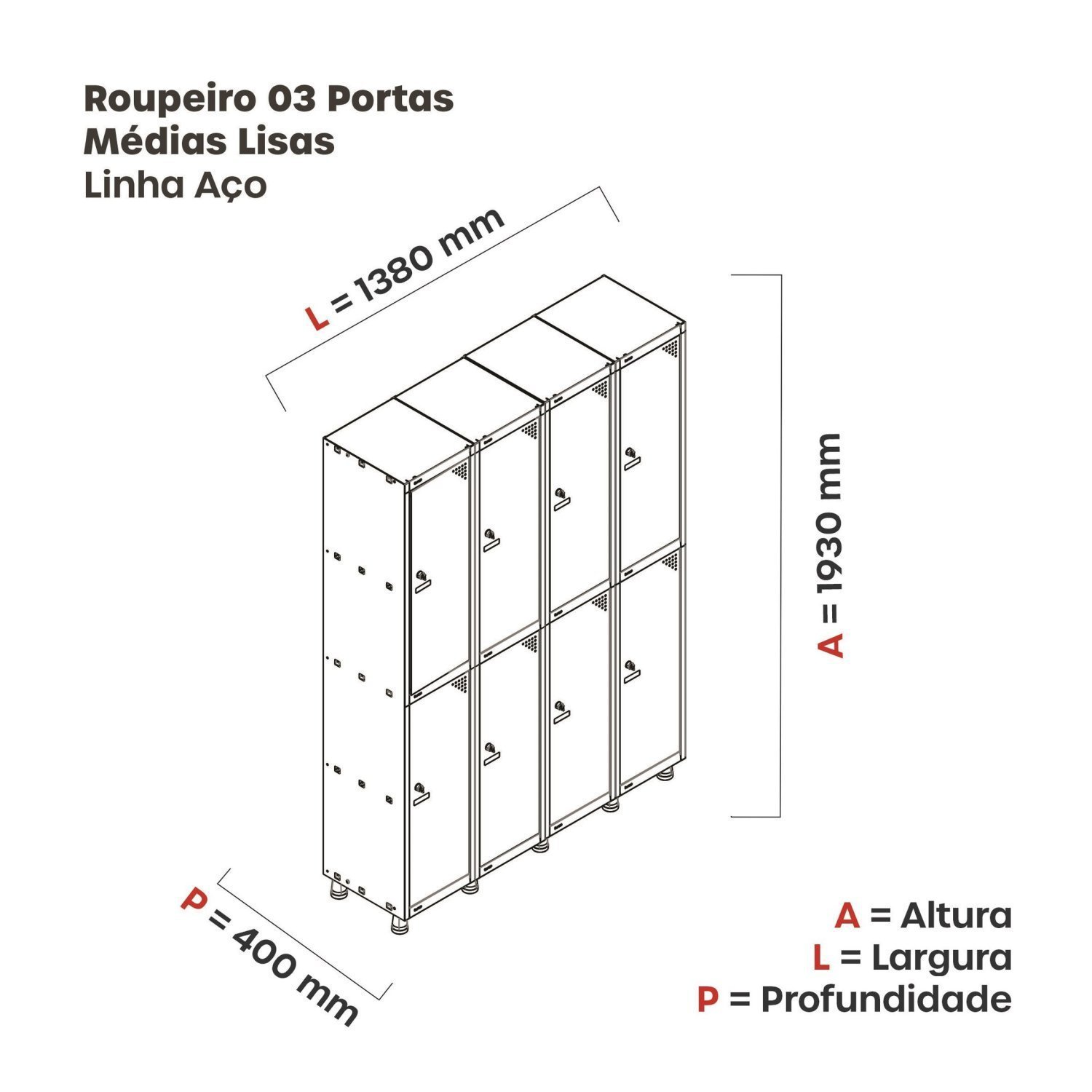 Armário Locker Guarda-Volume 8 Portas Aço Grp 504/8 - 3