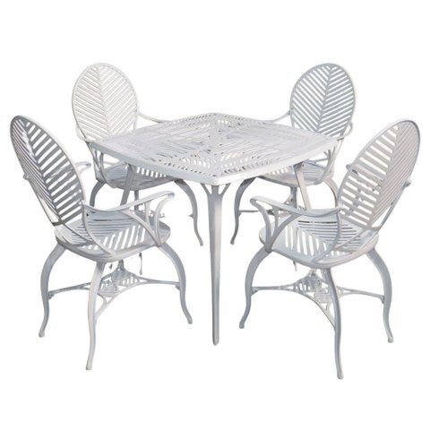 Conjunto com Mesa Quadrada e 4 Cadeiras Modelo Space Branco