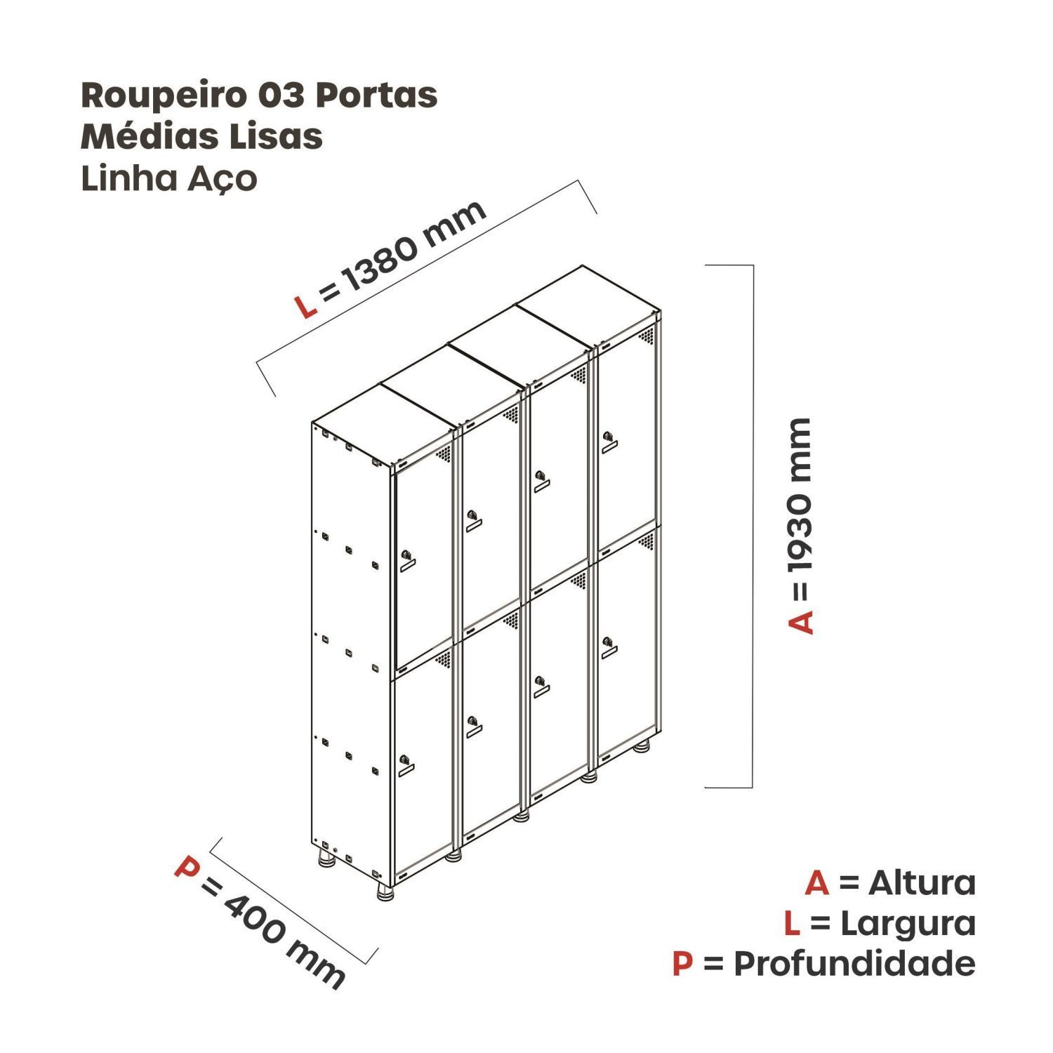 Armário Locker Guarda-Volume 8 Portas Aço Grp 504/8 - 4