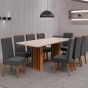 Ver imagem 2 de Conjunto de Mesa Sala de Jantar Tampo com Vidro Mond 2m 8 Cadeiras Bele Veludo Viero