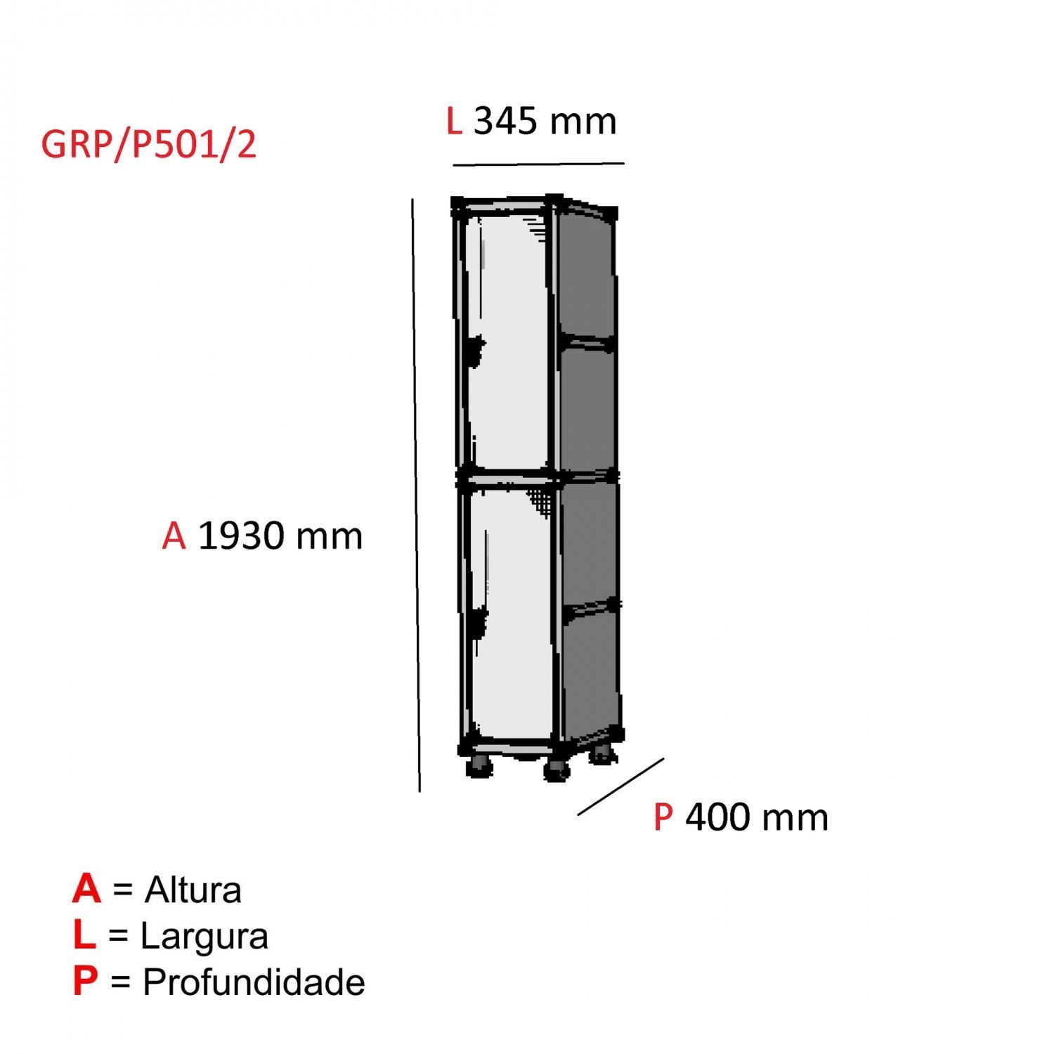 Armário Guarda Volume Locker Roupeiro 2 Portas Aço GRP 501/2  - 3