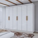 Ver imagem 1 de Guarda-roupa Casal Aurora 6 Portas 2 Gavetas Branco Neve - Panorama Móveis